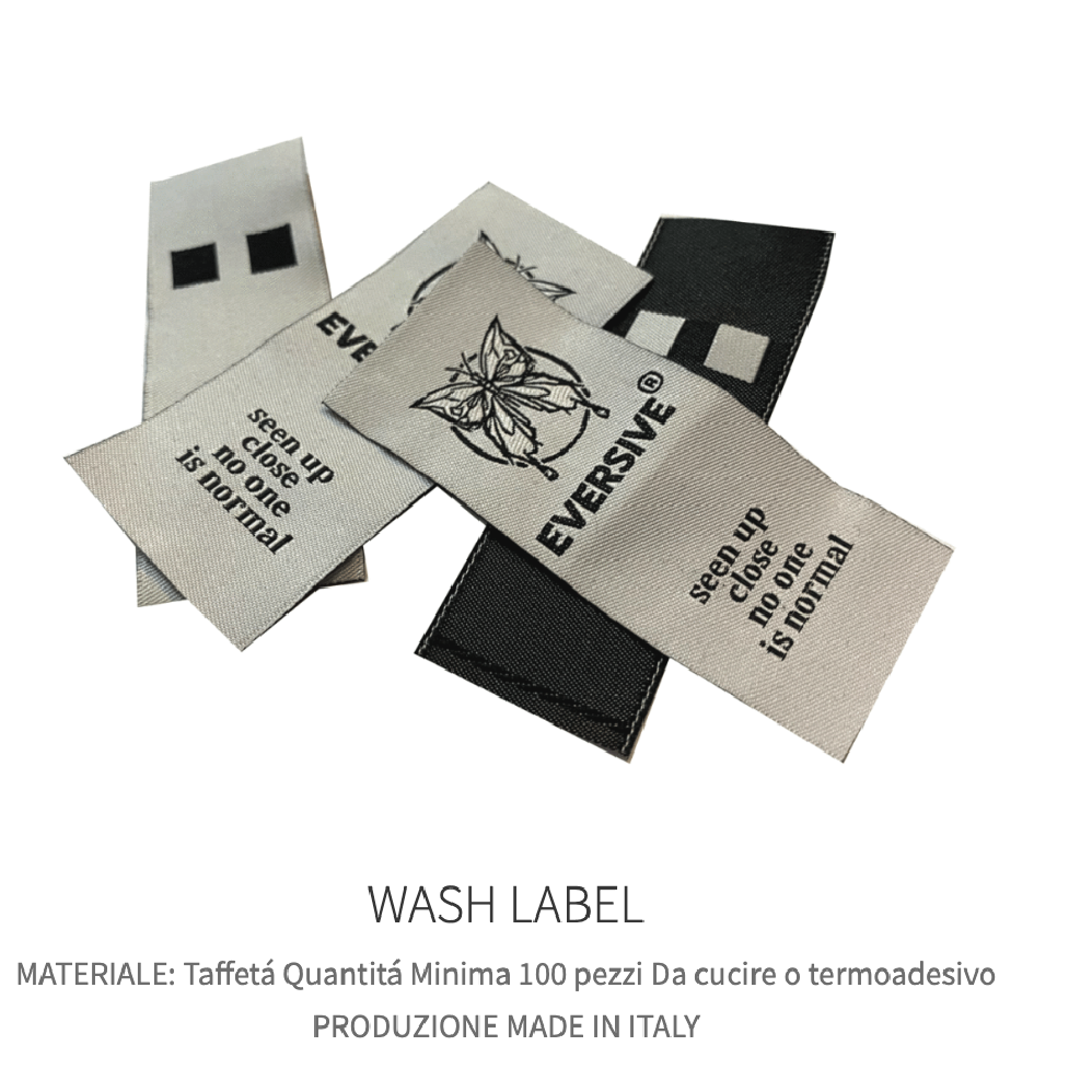 Wash label personalizzate per abbigliamento
